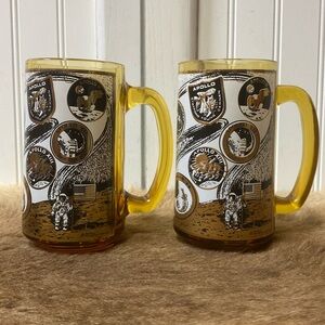 70s NASA Apollo Space Mugs Vintage 1970 Amber Glass